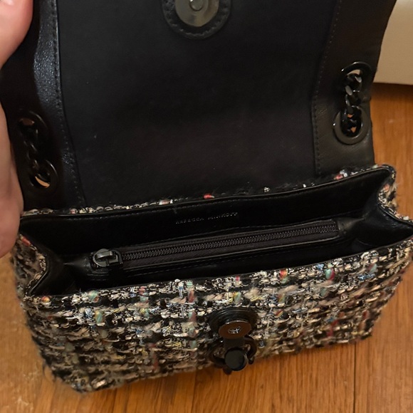 Rebecca Minkoff Edie Tweed Shoulder Bag - Black and Multicolor - Picture 4 of 4